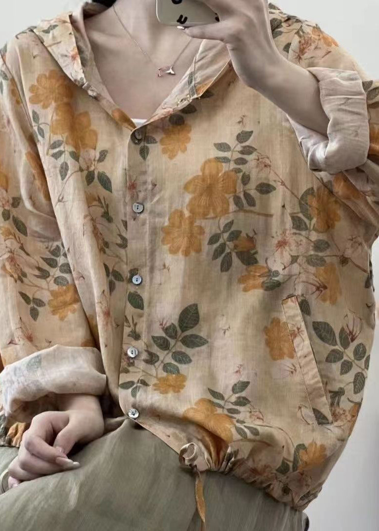 WW | Wine Red Hooded Printed Drawstring Linen Coats