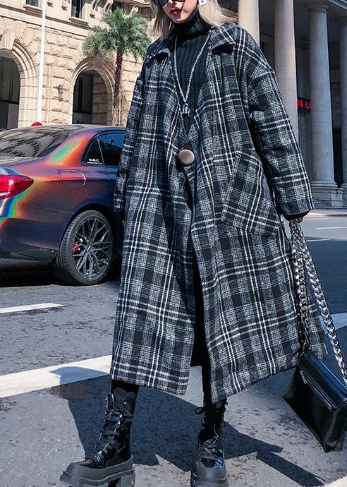 WW | Plaid Plus Size Clothing Cutout Square Collar Pockets Women's Coats