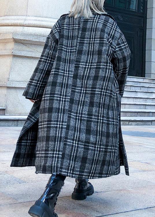 WW | Plaid Plus Size Clothing Cutout Square Collar Pockets Women's Coats