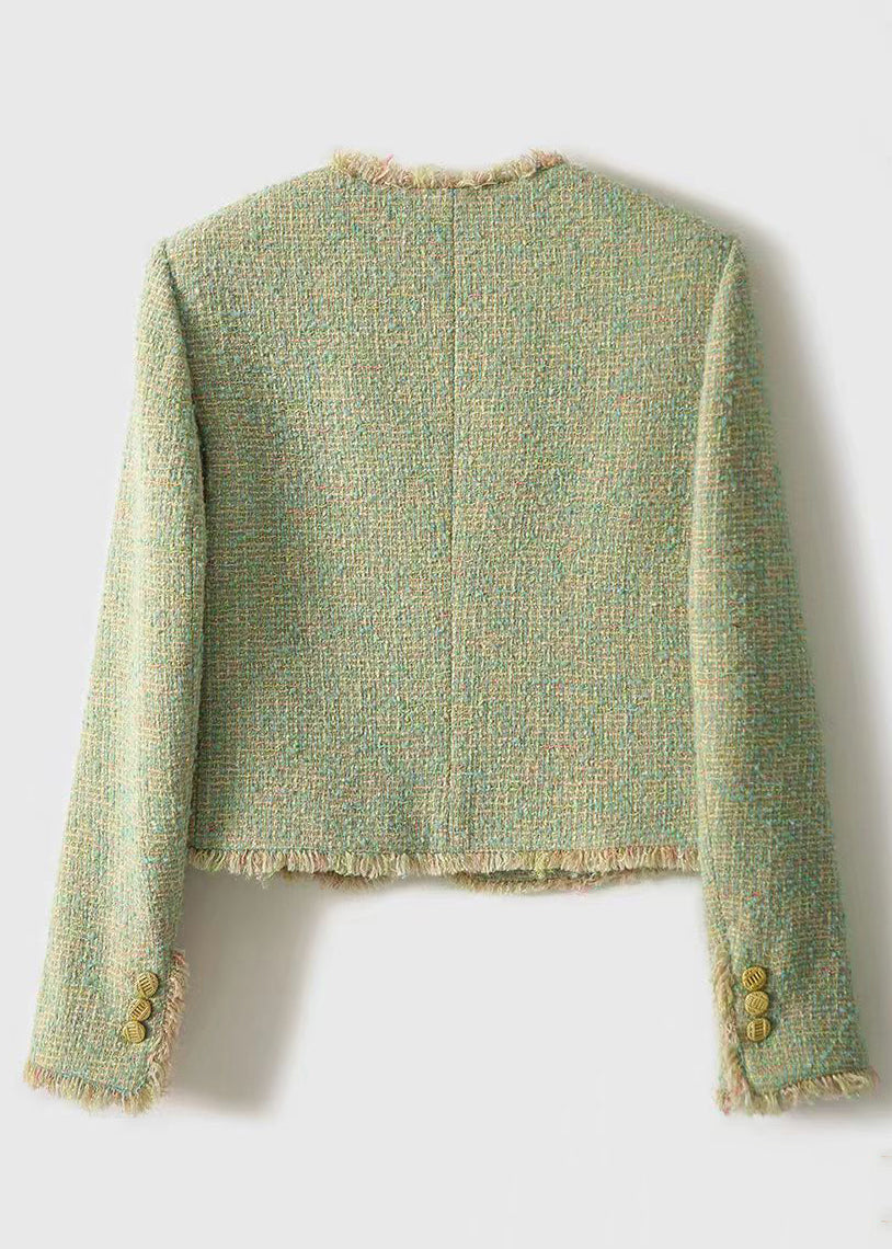 WW | Green Button Pockets Patchwork Cotton Coats