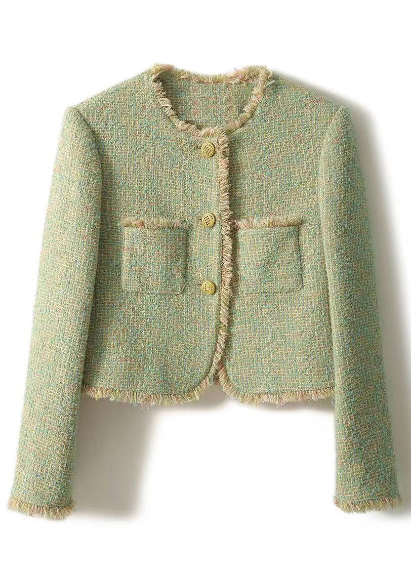 WW | Green Button Pockets Patchwork Cotton Coats