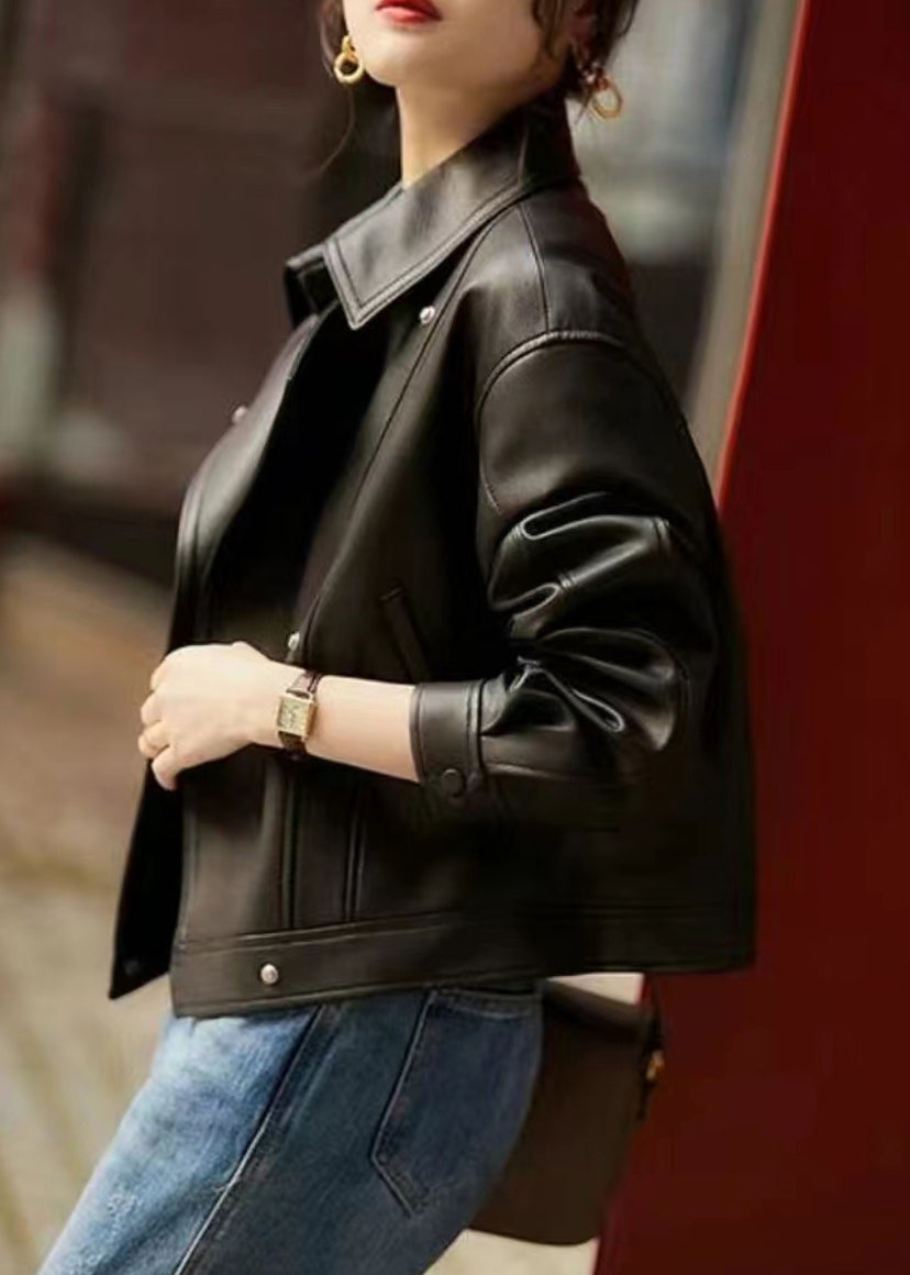 WW | Green Peter Pan Collar Patchwork Lambskin Jackets