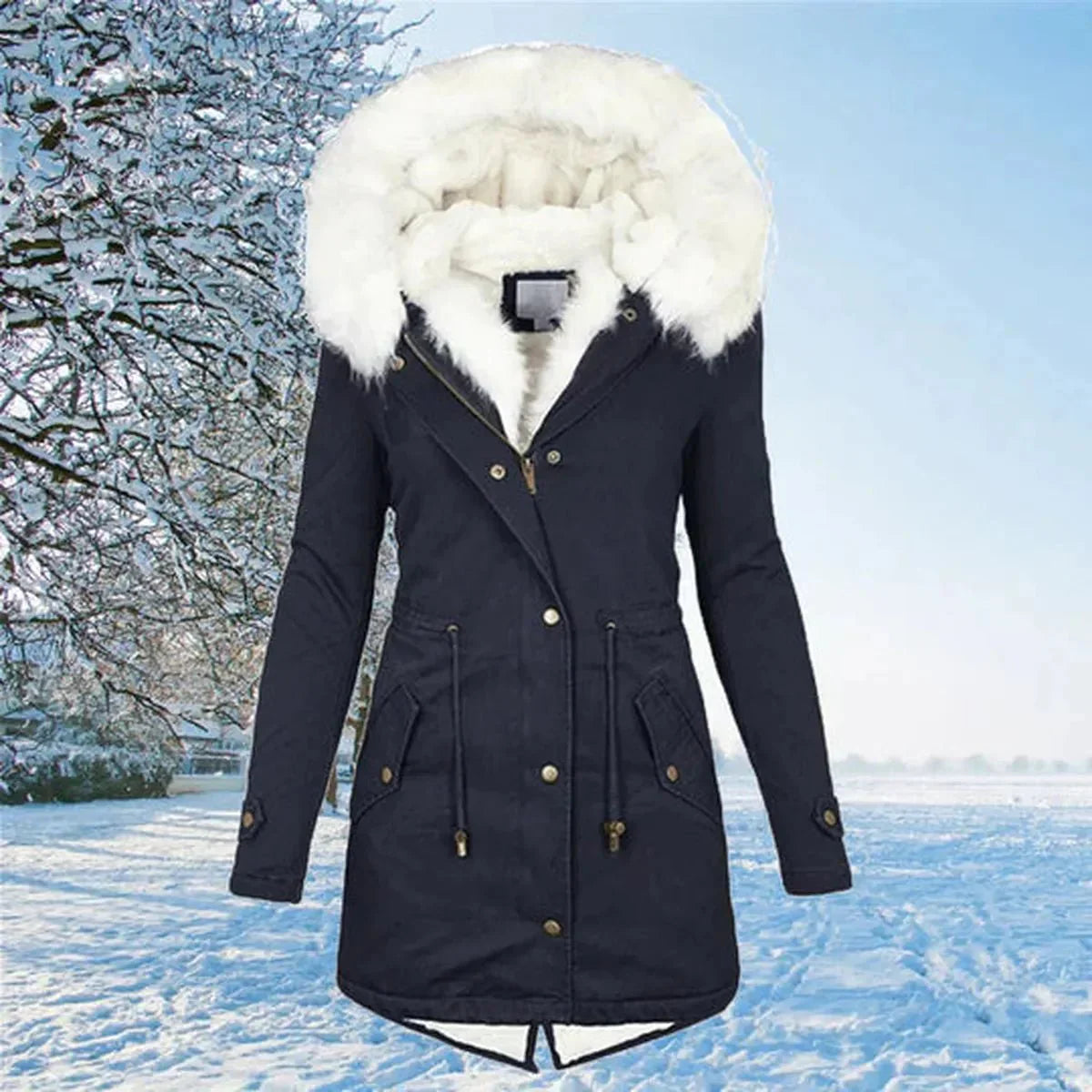 WW | Stylischer Langarm Wintermantel Für Frauen