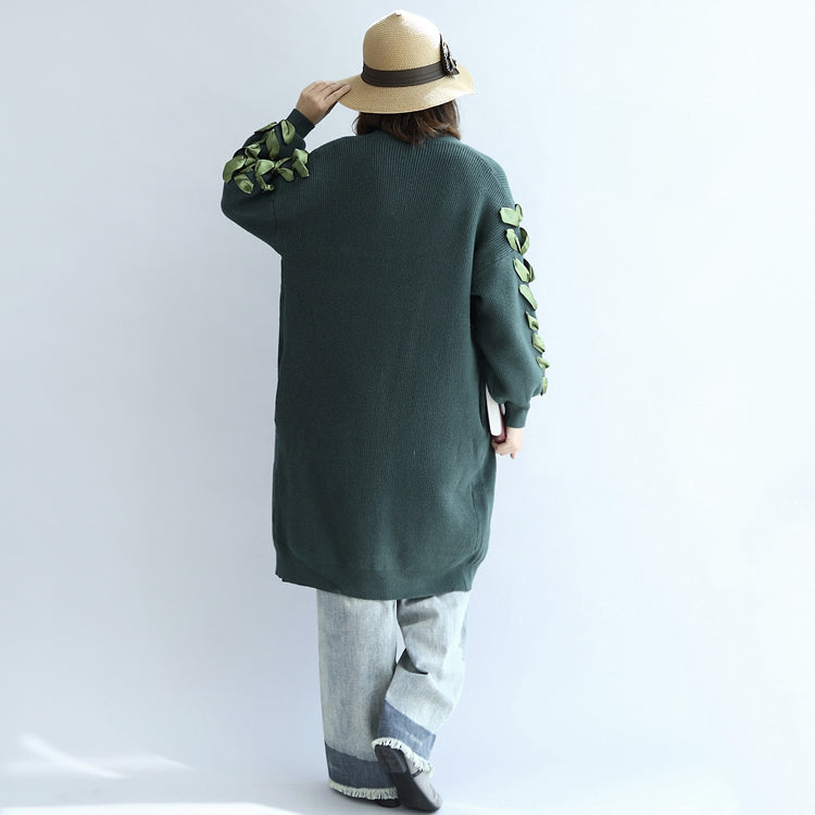 WW | Green Oversized Knit Cardigan Plus-Size Sweater Coats