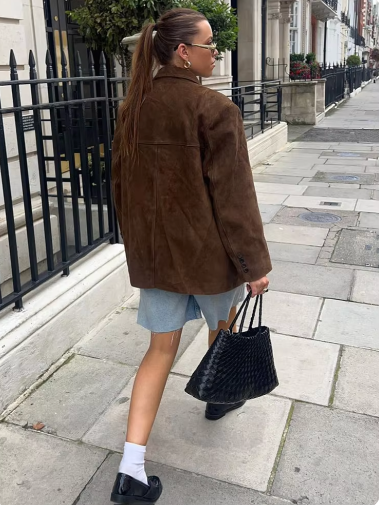 WW | Jacke Braun Weinlese Übergroße Jacke Damenjacke
