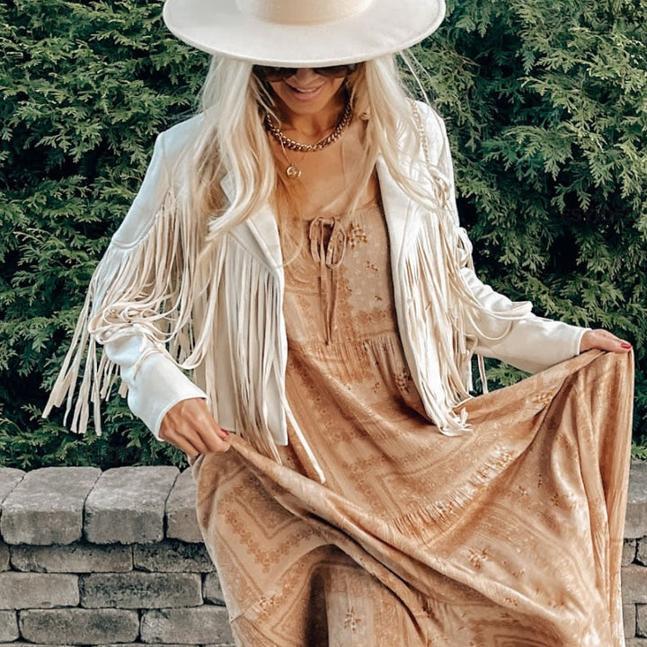 WW | Slim Fit Boho Suedette Jacke mit Quasten für Damen