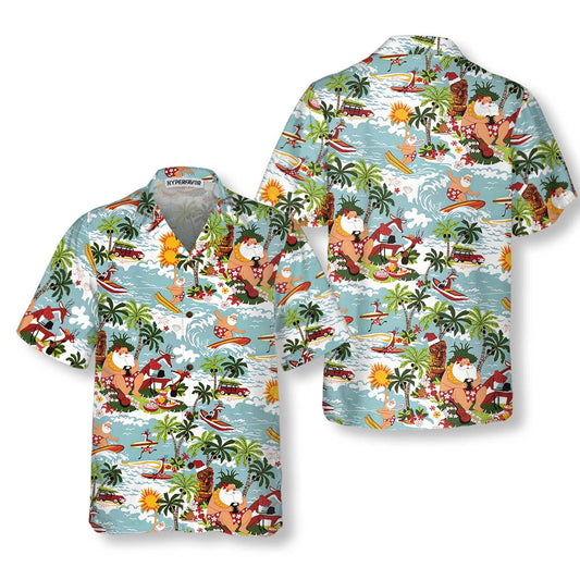 WW | Surfing Santa Weihnachts-Hawaiian-Shirt, Lustiges Weihnachtsmann-Shirt, Bestes Geschenk für Weihnachten