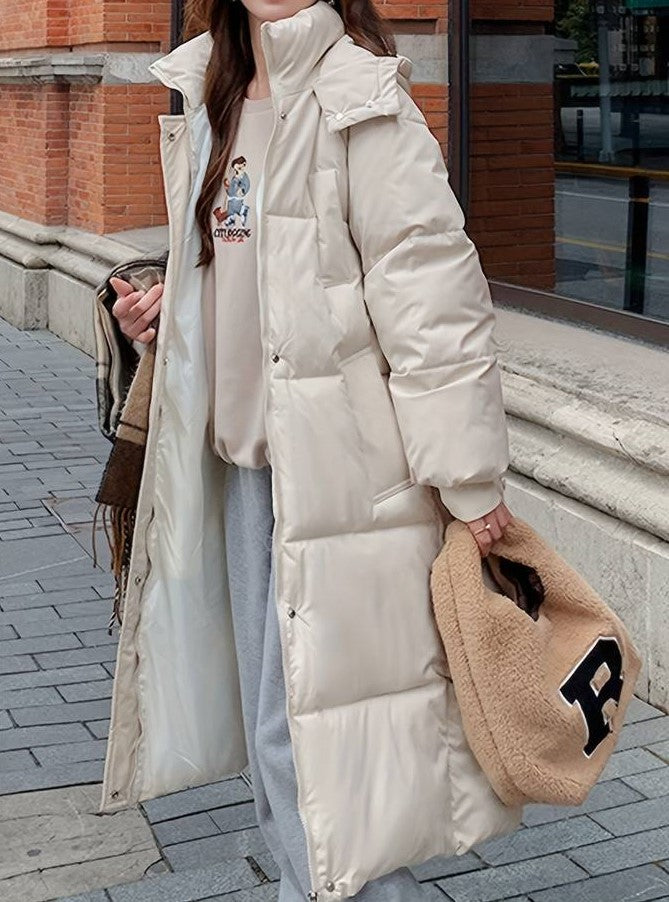 WW | Lange Pufferjacke Wasserabweisend Gep Quiltetes Design Kapuze Warm Und Bequem