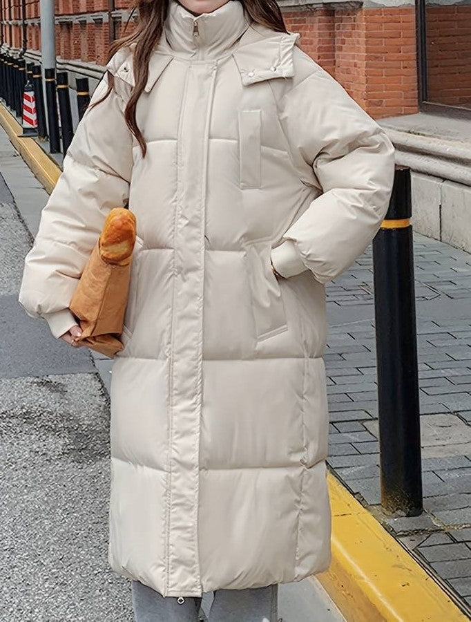 WW | Lange Pufferjacke Wasserabweisend Gep Quiltetes Design Kapuze Warm Und Bequem
