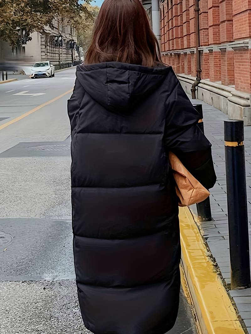 WW | Lange Pufferjacke Wasserabweisend Gep Quiltetes Design Kapuze Warm Und Bequem