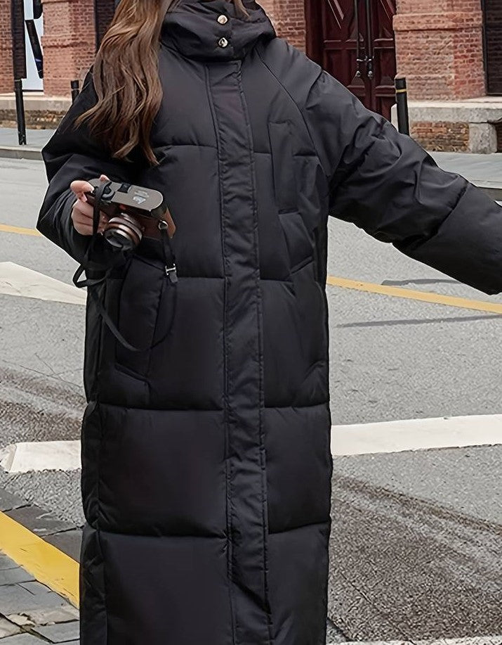 WW | Lange Pufferjacke Wasserabweisend Gep Quiltetes Design Kapuze Warm Und Bequem