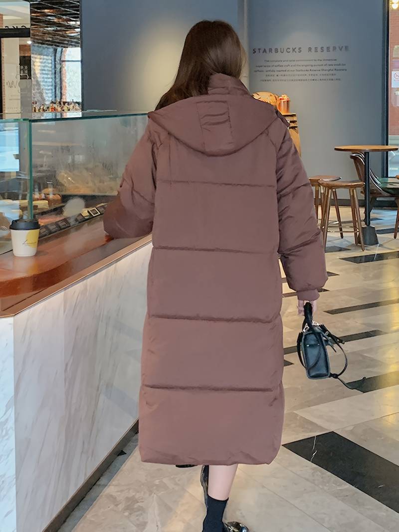WW | Lange Pufferjacke Wasserabweisend Gep Quiltetes Design Kapuze Warm Und Bequem