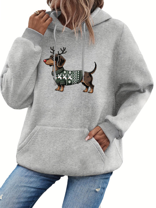 WW | Sweet Dachshund Print Hoodie for Women