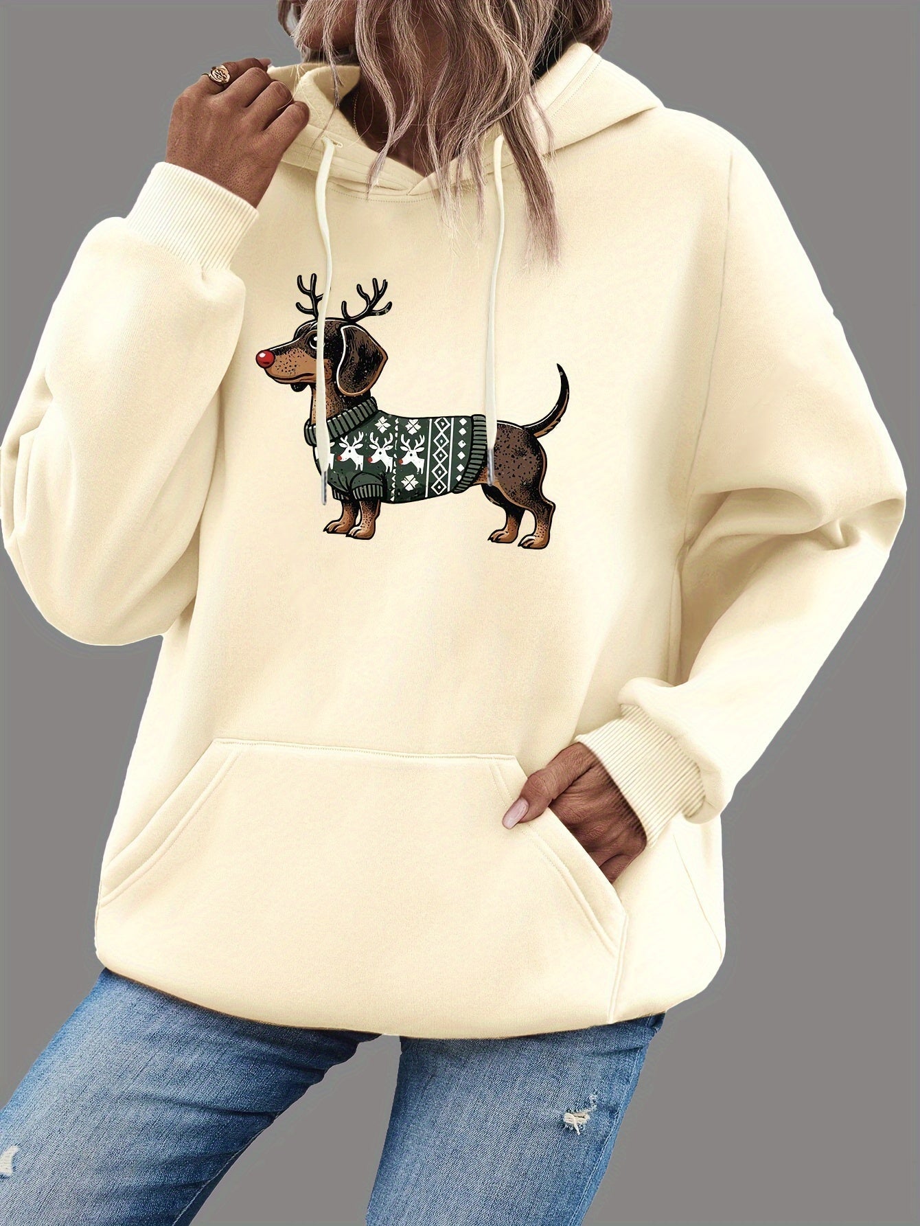 WW | Sweet Dachshund Print Hoodie for Women