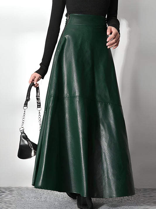 WW | Eleganter PU-Leder Maxi-Rock