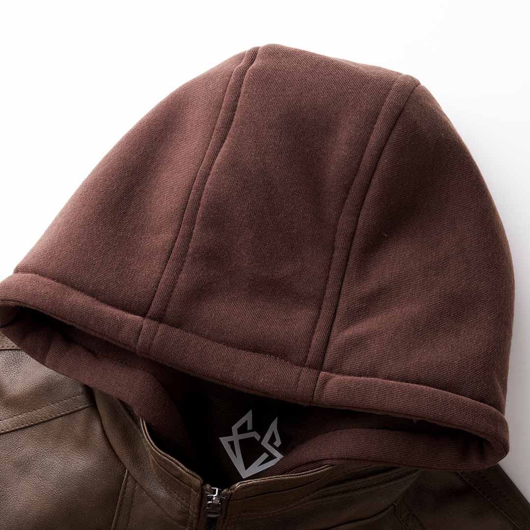 WW | Premium High-Quality Leather Jacket with Hood for Men