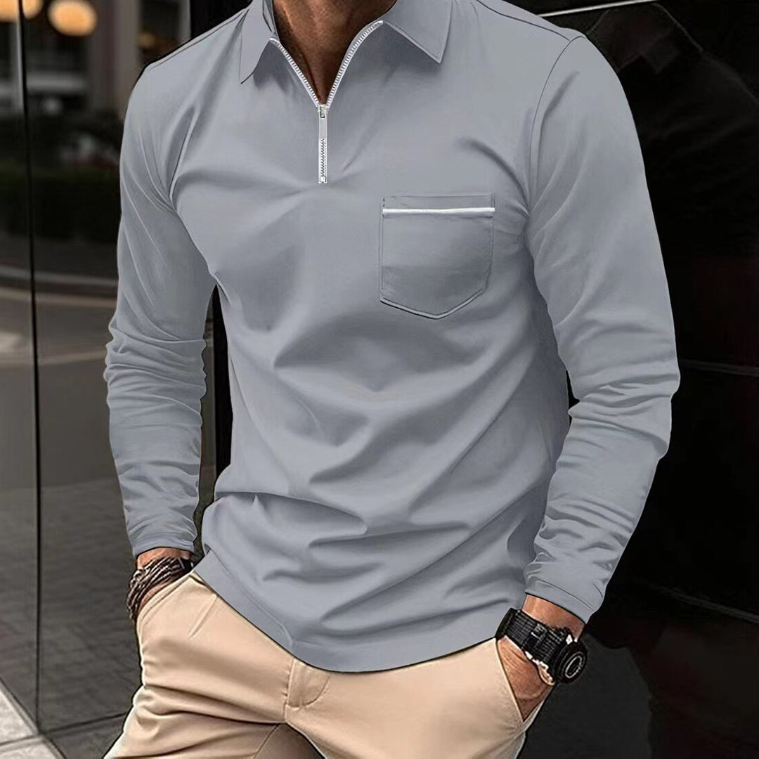 WW | Men's Polo Shirt with Zipper and Chest Pocket - Casual & Business Look