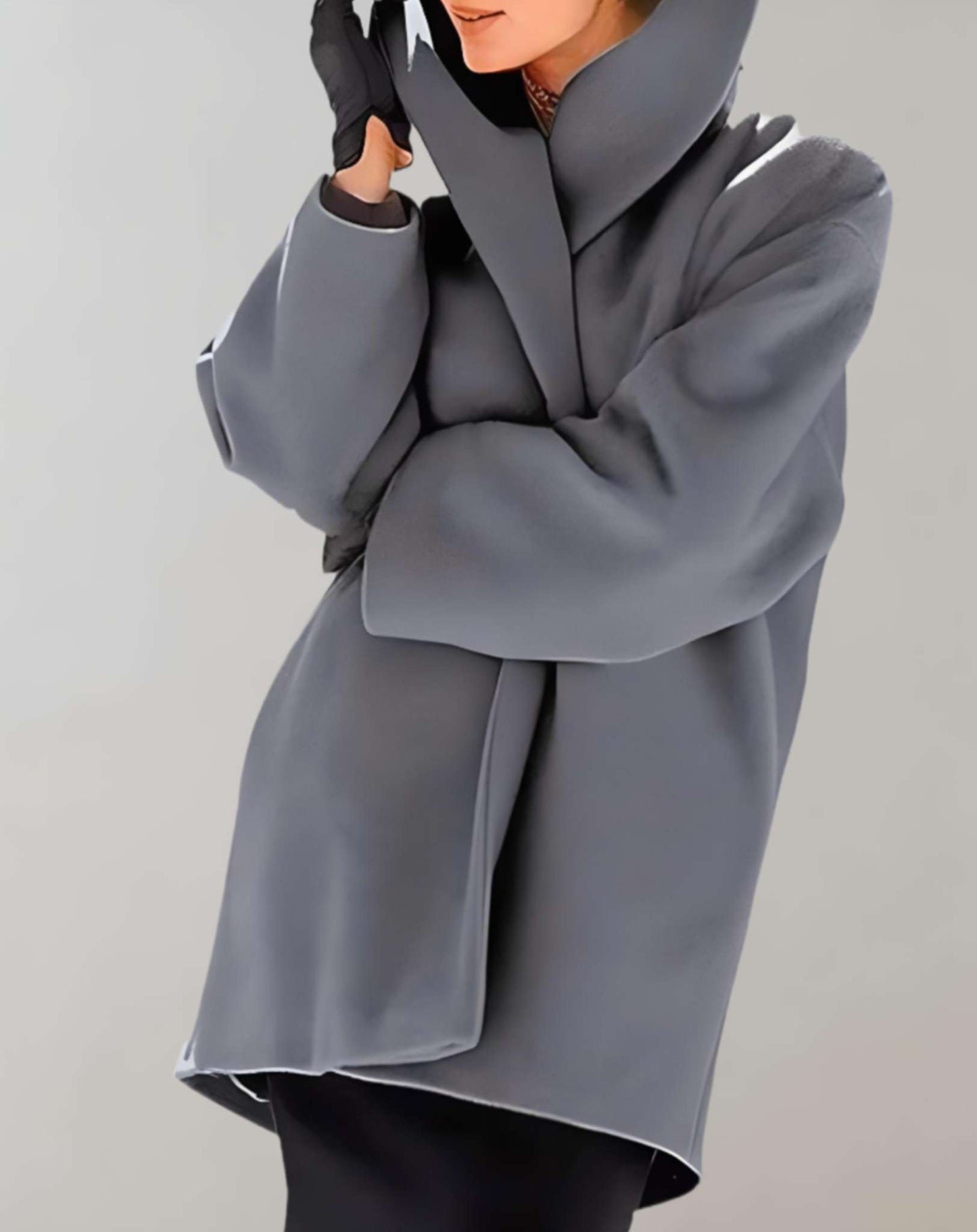 WW | Plain mid-length jacket with hood and a single button