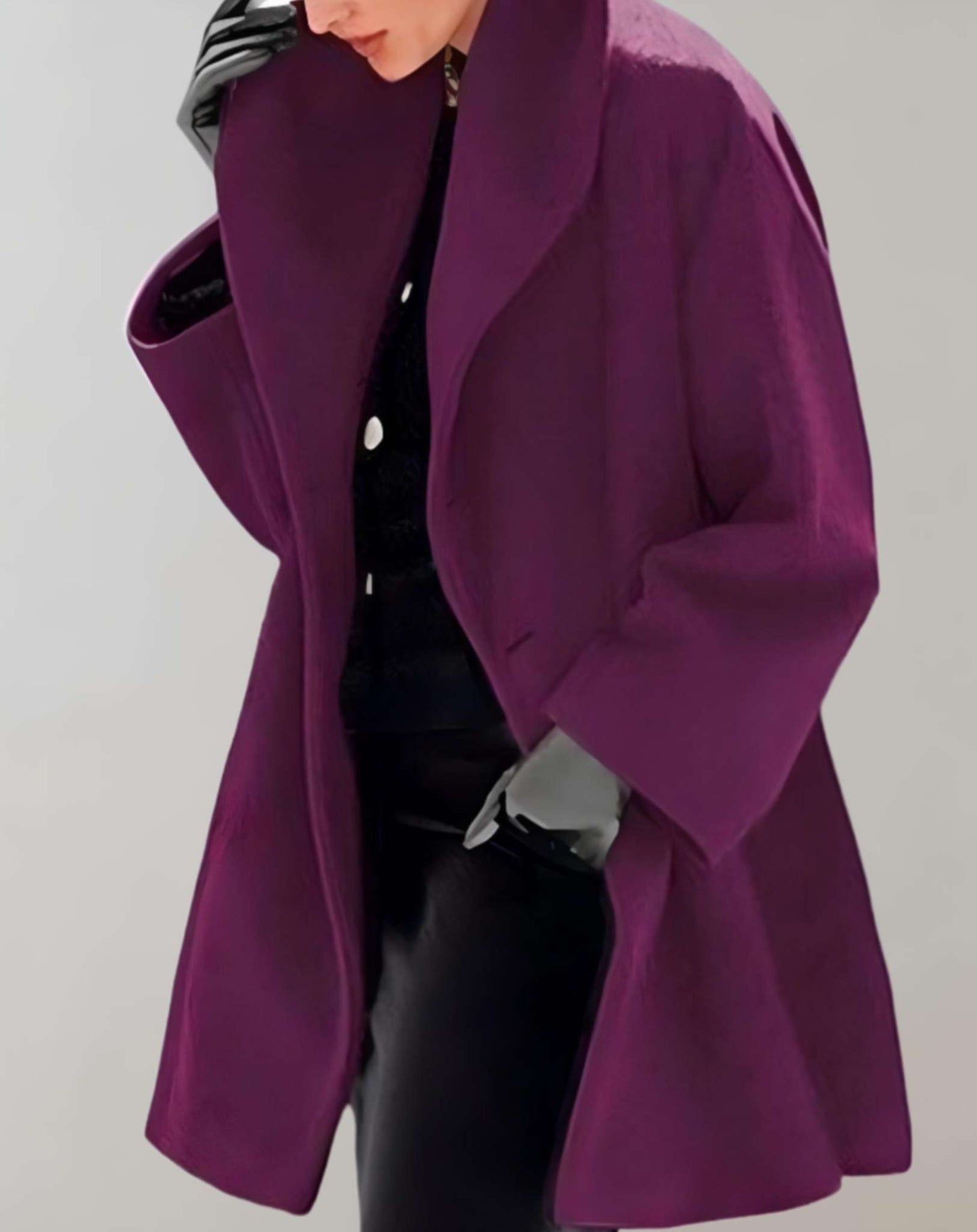 WW | Plain mid-length jacket with hood and a single button