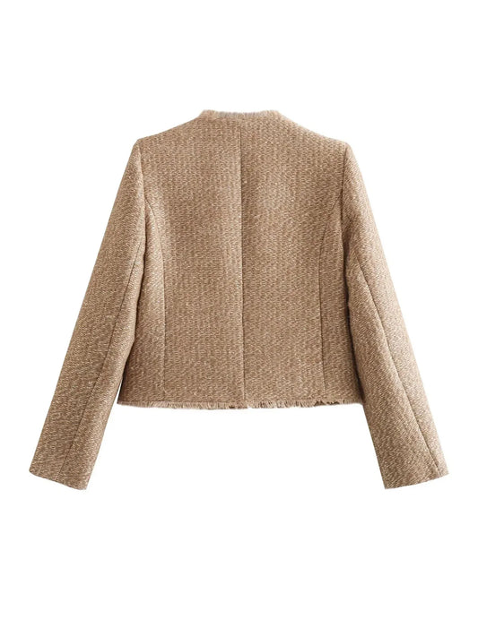 WW - Stilvolle Bouclé-Jacke mit goldenen Knöpfen