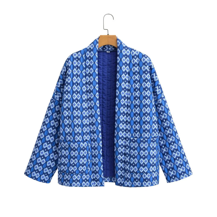 WW | Gepluderte Kimono-Jacke mit geometrischem Muster