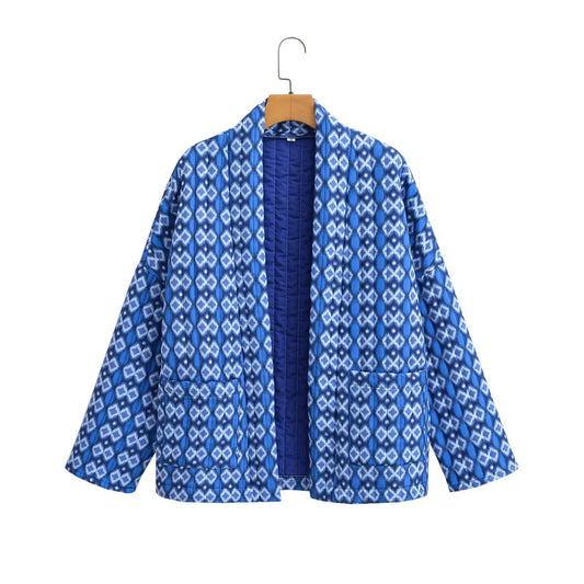 WW | Gepluderte Kimono-Jacke mit geometrischem Muster