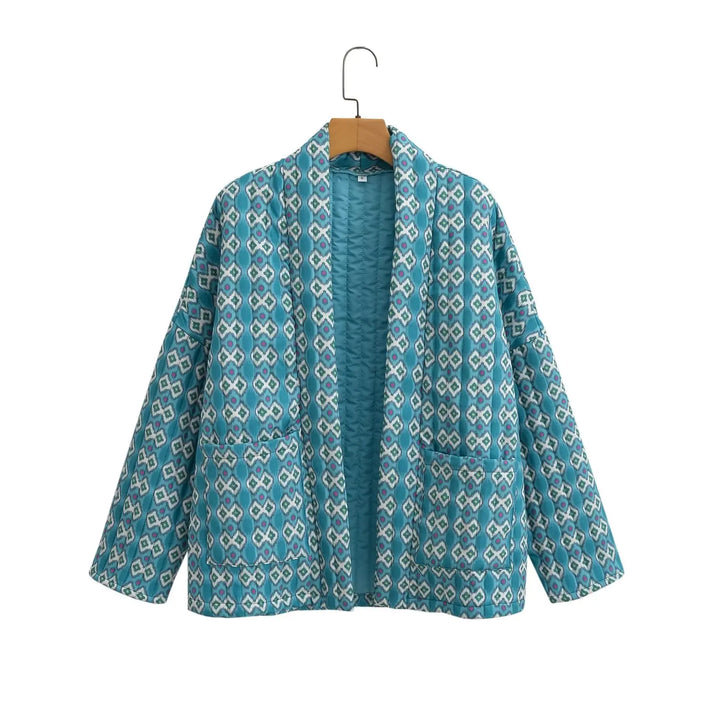 WW | Gepluderte Kimono-Jacke mit geometrischem Muster