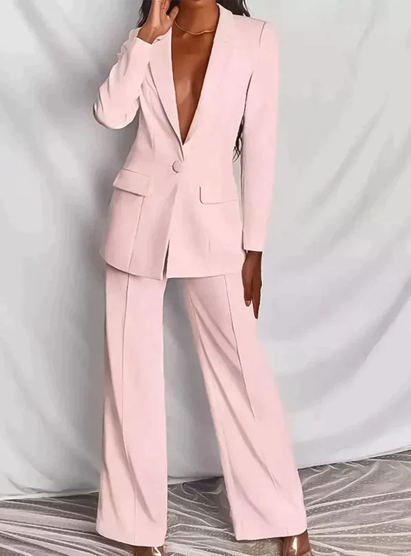 WW Women's Suit - Stylish Two-Piece with Blazer & Long Trousers, Elegant Pant Suit for Business, Evening & Events