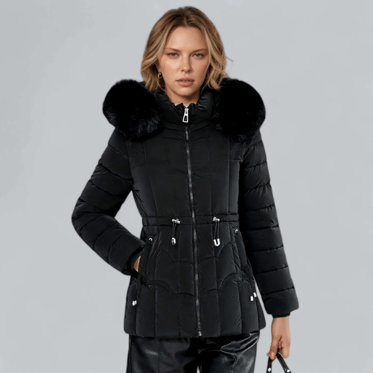 WW | Maßgeschneiderter Passform Stepp Parka Mantel mit Faux Fur Kapuze