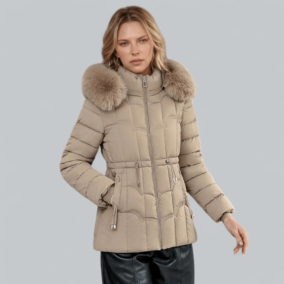 WW | Maßgeschneiderter Passform Stepp Parka Mantel mit Faux Fur Kapuze
