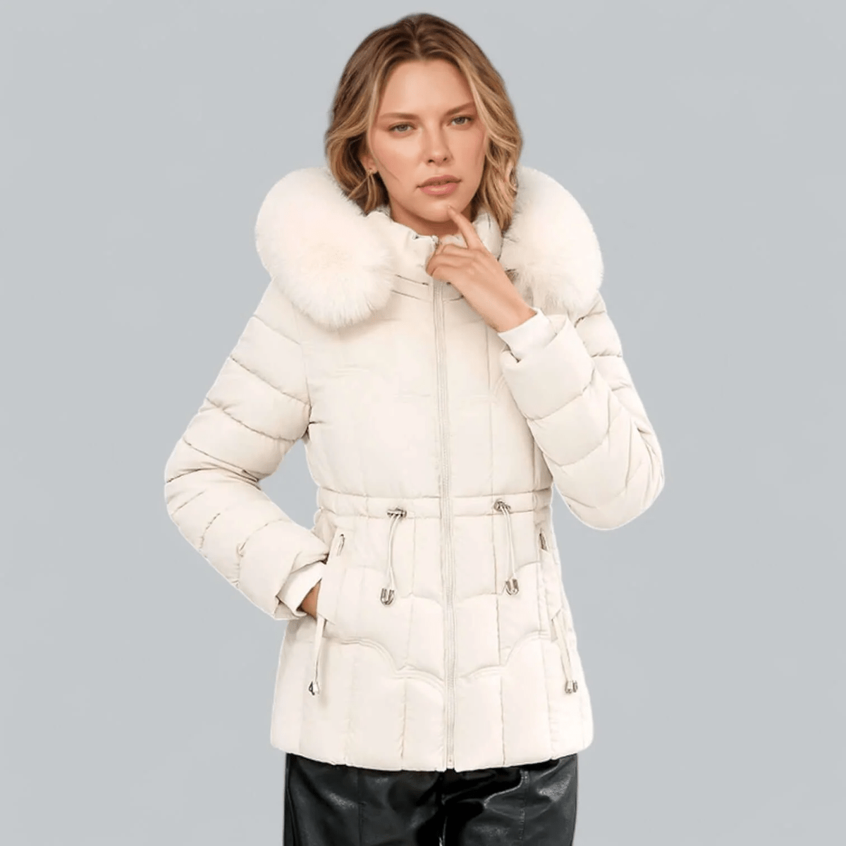 WW | Maßgeschneiderter Passform Stepp Parka Mantel mit Faux Fur Kapuze