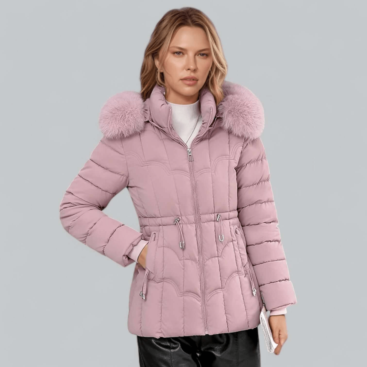 WW | Maßgeschneiderter Passform Stepp Parka Mantel mit Faux Fur Kapuze