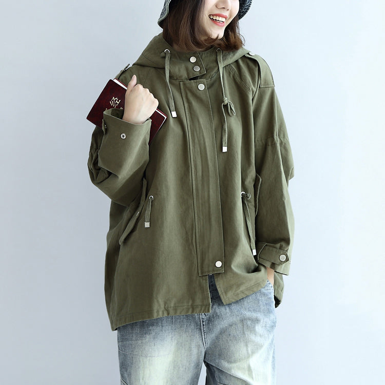 WW | grüne übergroße Trenchcoats Plus-Size kurze Hoodies Outerwear
