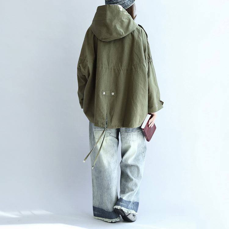 WW | grüne übergroße Trenchcoats Plus-Size kurze Hoodies Outerwear