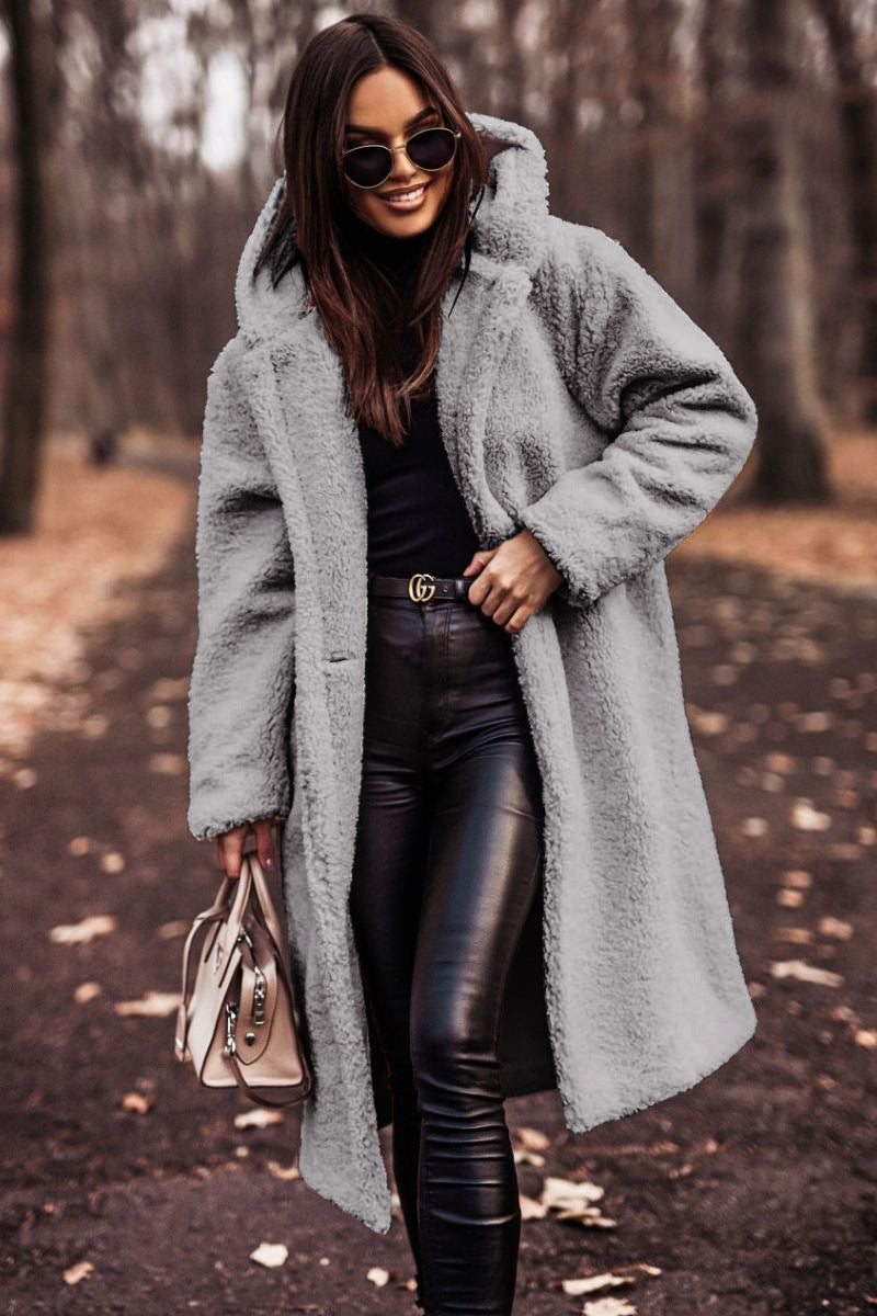 WW | Coat Kapuze Kunstpelz Langer Mantel Damen Wintermantel