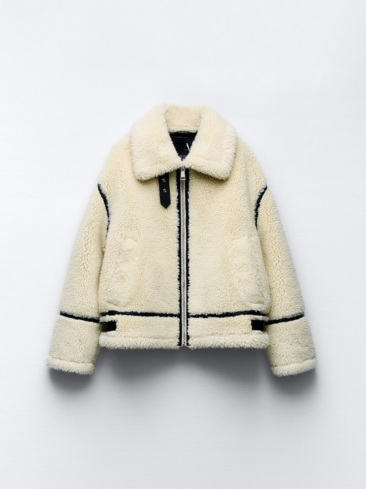 WW | Jacket White Plus Size Faux Fur Jacket for Women