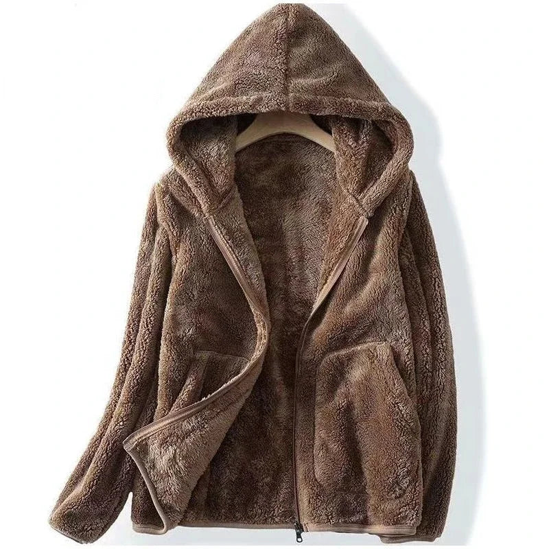 WW | Damen Teddyjacke mit Kapuze und Reißverschluss