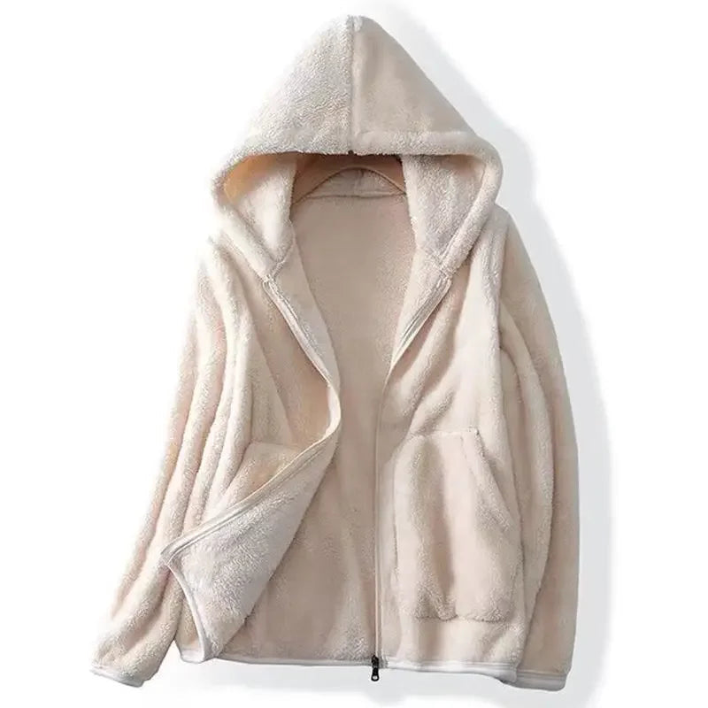 WW | Damen Teddyjacke mit Kapuze und Reißverschluss