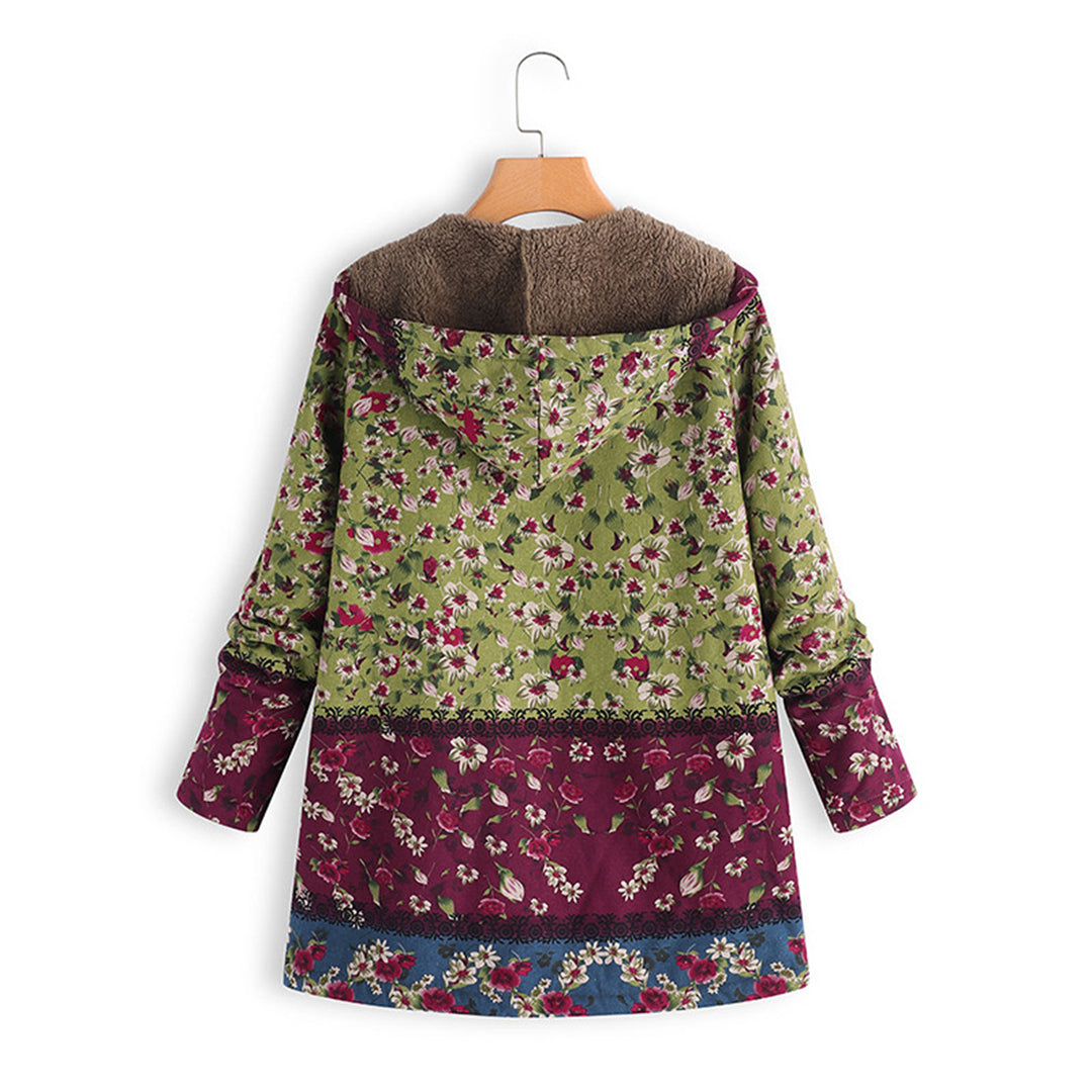 WW | Blumen Reißverschluss Jacke mit Kapuze Damenjacke