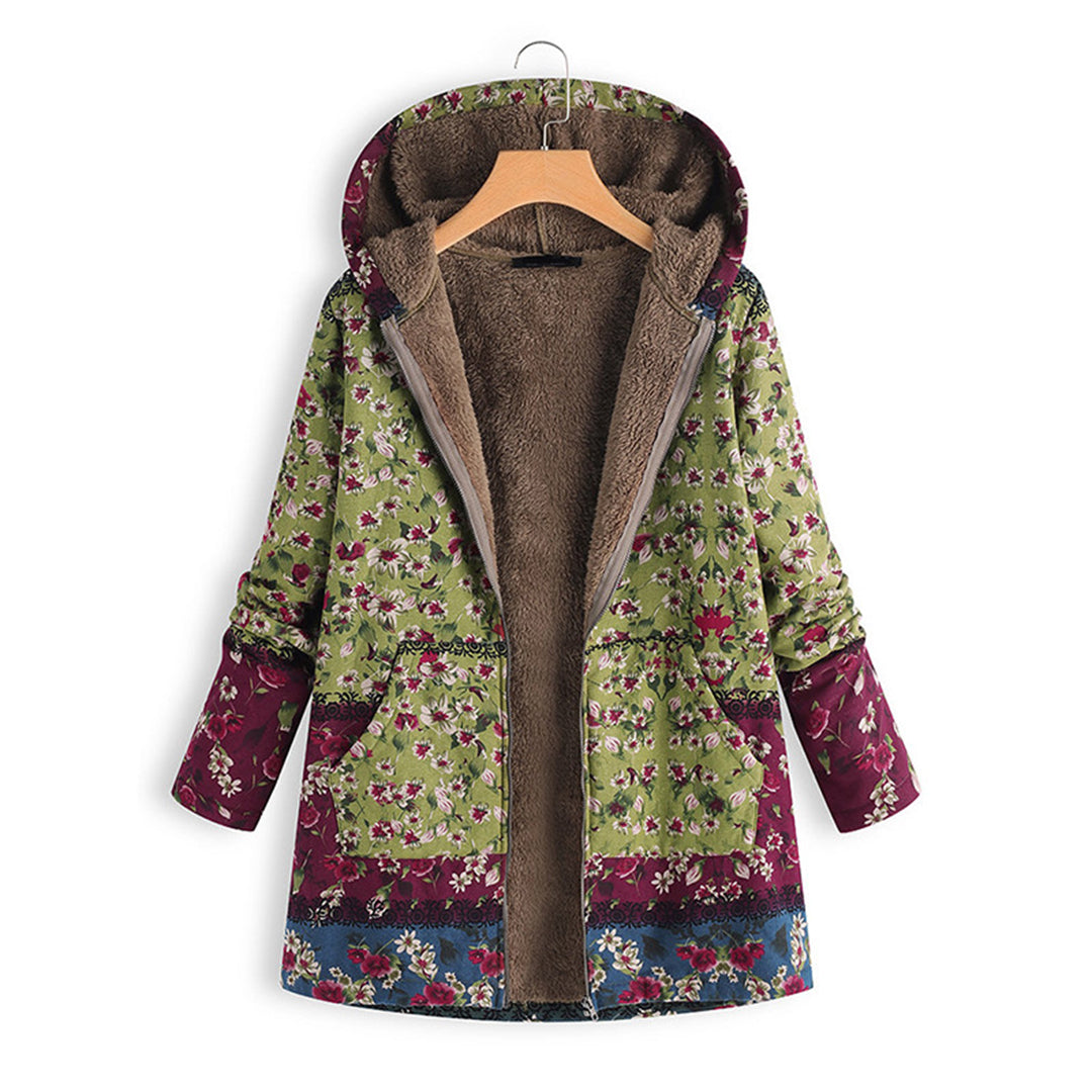 WW | Blumen Reißverschluss Jacke mit Kapuze Damenjacke