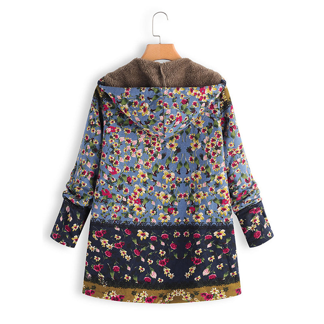 WW | Blumen Reißverschluss Jacke mit Kapuze Damenjacke