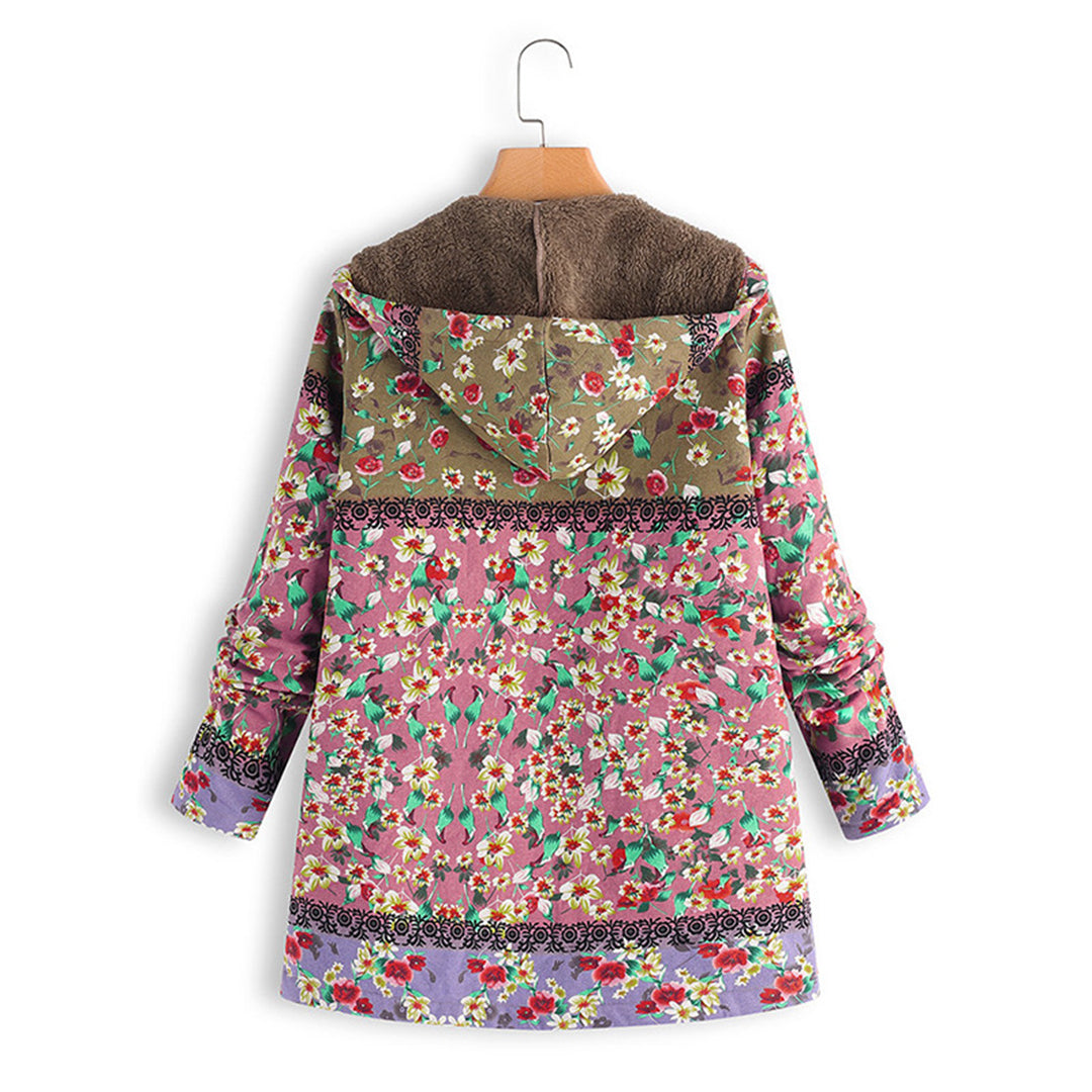 WW | Blumen Reißverschluss Jacke mit Kapuze Damenjacke