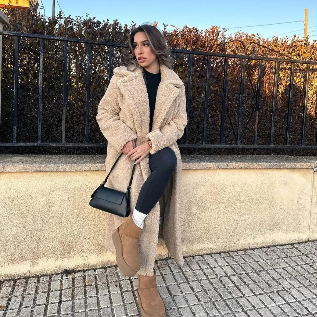 WW | Doppelreiher Pelz Winterjacke Lange Überjacke Frauen