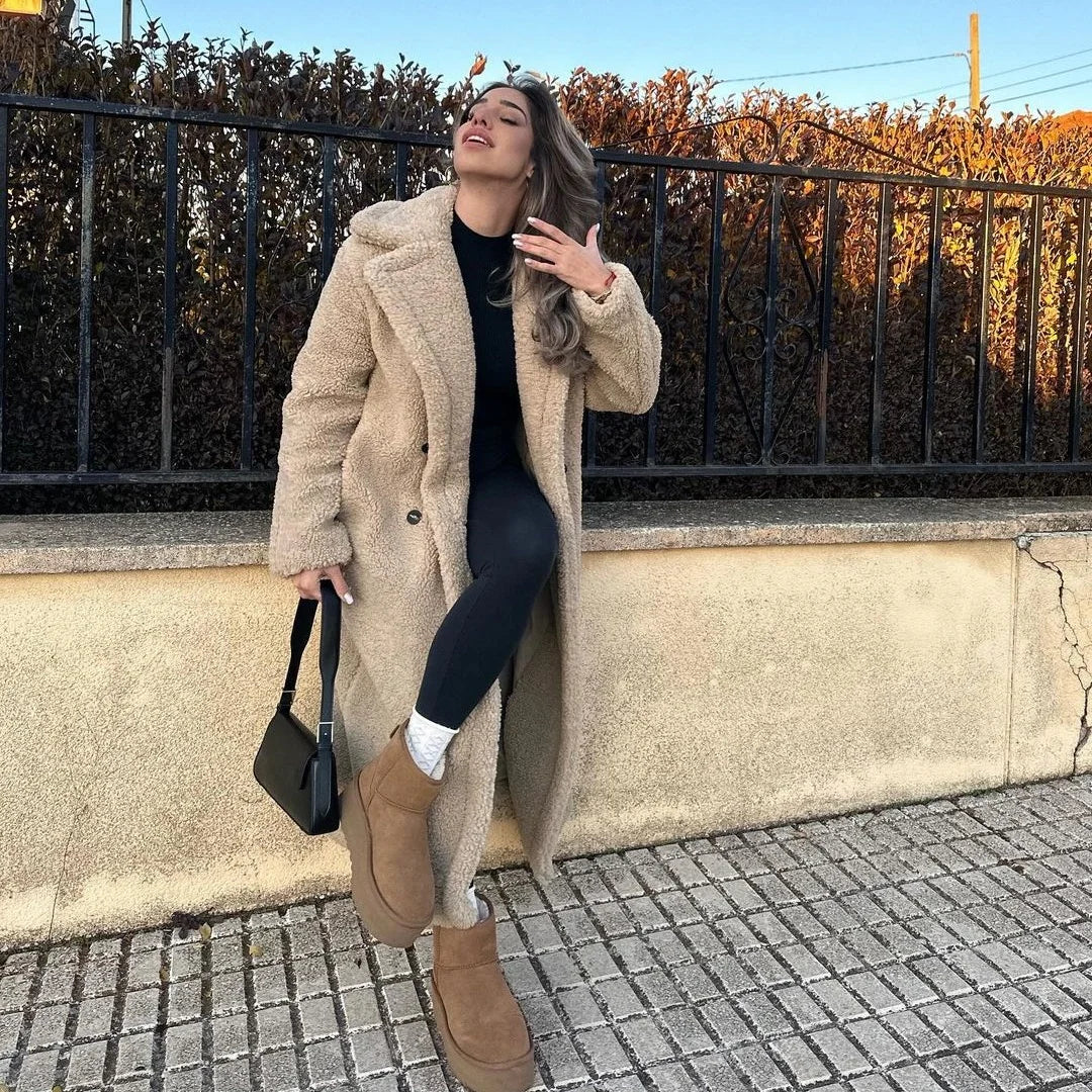 WW | Doppelreiher Pelz Winterjacke Lange Überjacke Frauen