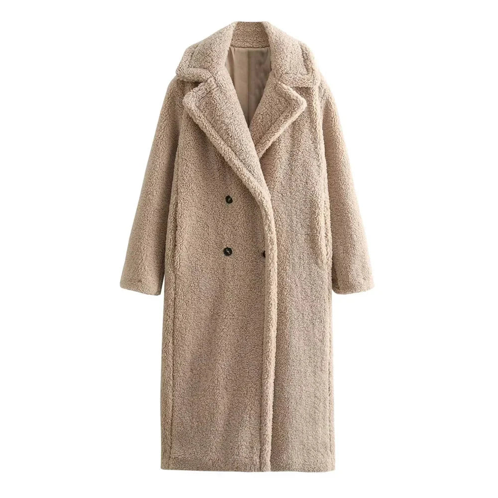 WW | Doppelreiher Pelz Winterjacke Lange Überjacke Frauen
