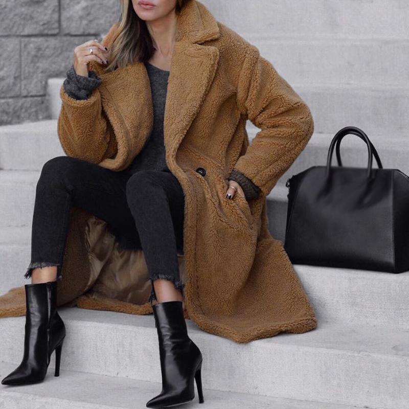 WW | Doppelreiher Pelz Winterjacke Lange Überjacke Frauen