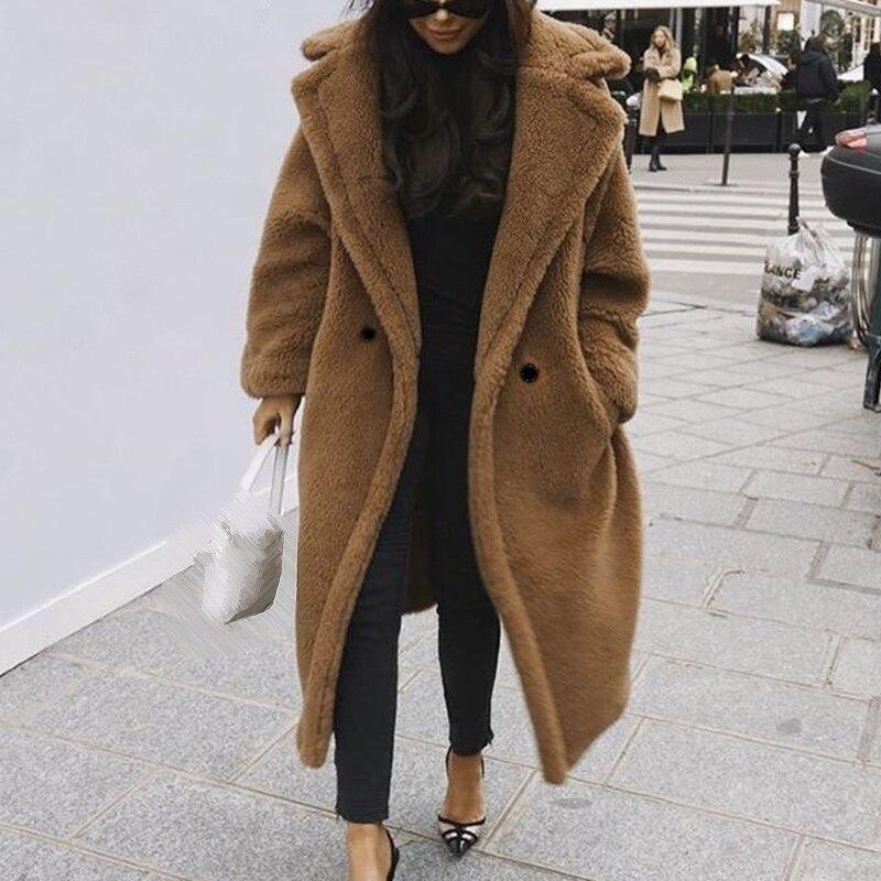 WW | Doppelreiher Pelz Winterjacke Lange Überjacke Frauen
