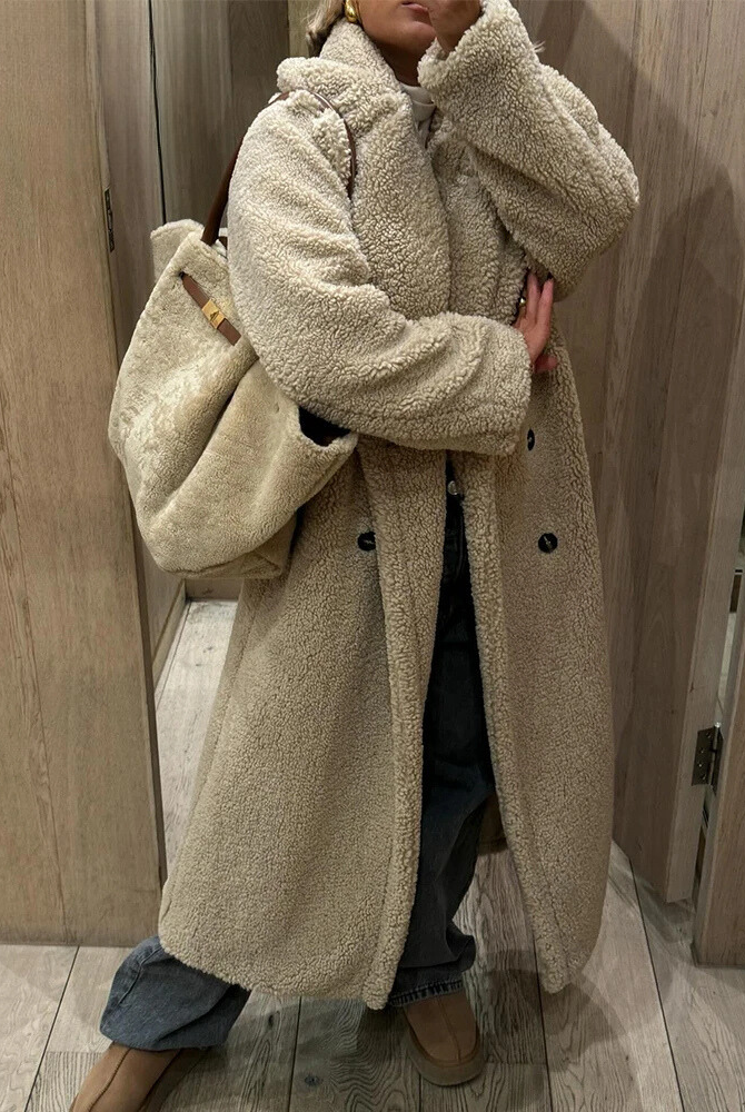 WW | Doppelreiher Pelz Winterjacke Lange Überjacke Frauen