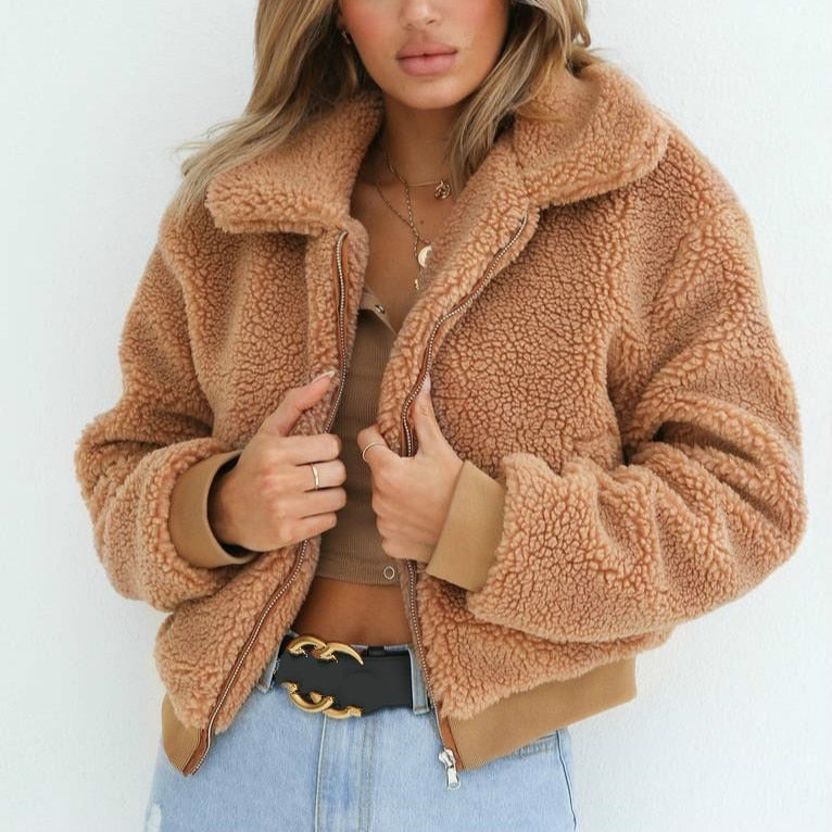 WW | Kurz Reißverschluss Pelzjacke Winterjacken und Mäntel für Damen
