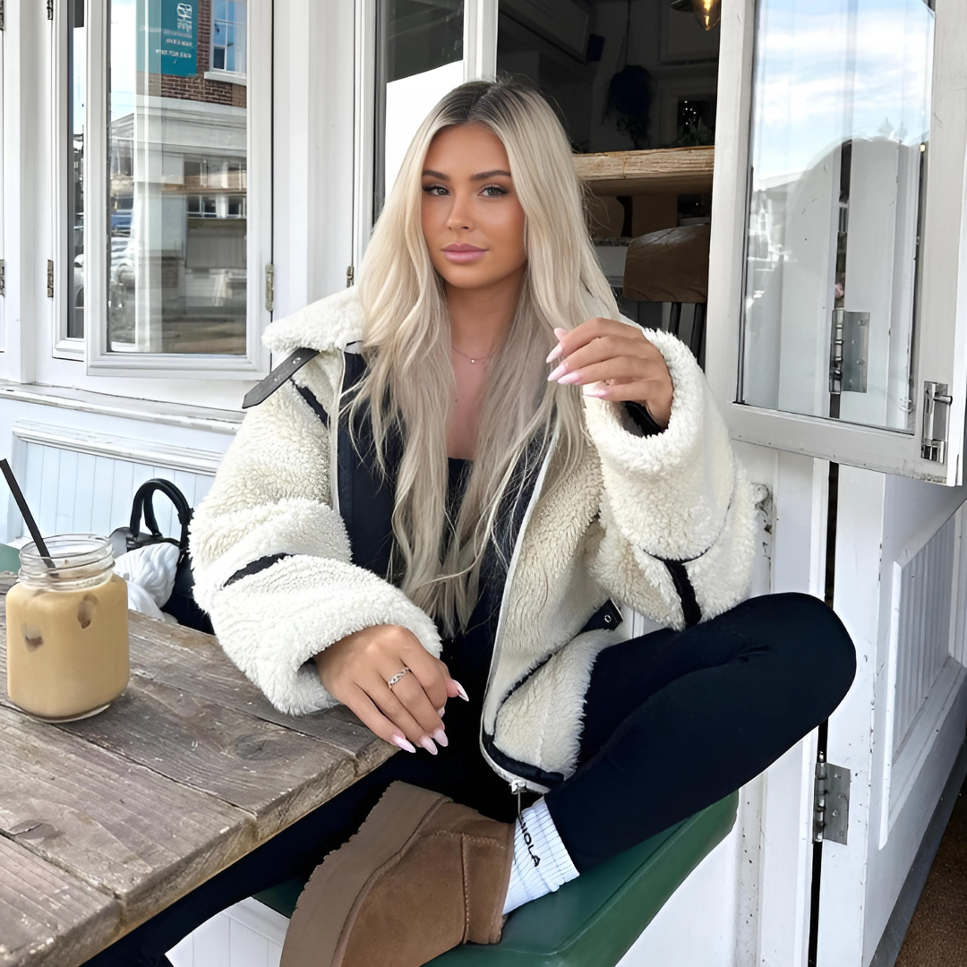 WW | Weiß Fleece Pelzjacke Winterjacken & Mäntel für Damen